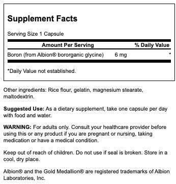 Albion Boron Glycine, 6mg – 60 caps – Kép 3