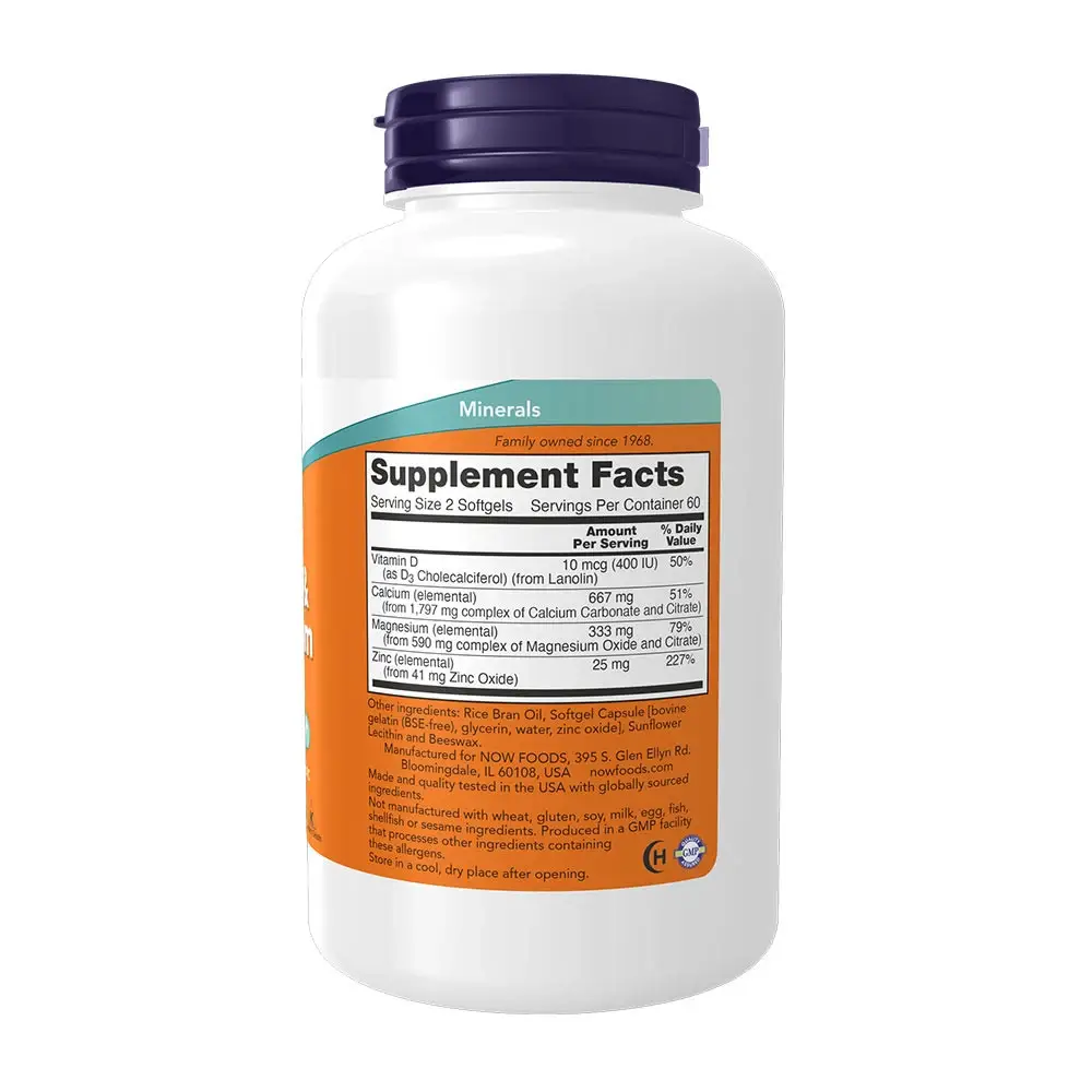Calcium & Magnesium softgels - NOW Foods - 120 Softgels – Kép 2