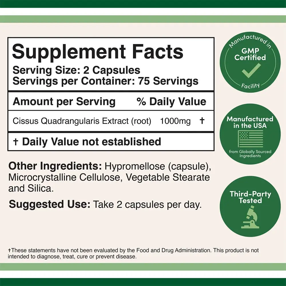 Double Wood Supplements Cissus Quadrangularis Extract (150 Kapszula) – Kép 2