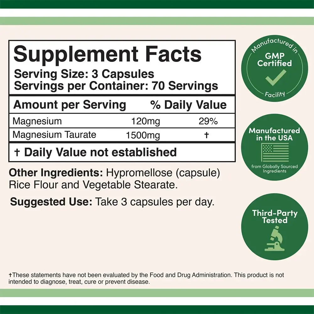Double Wood Supplements Magnesium Taurate (210 kapszula) – Kép 2
