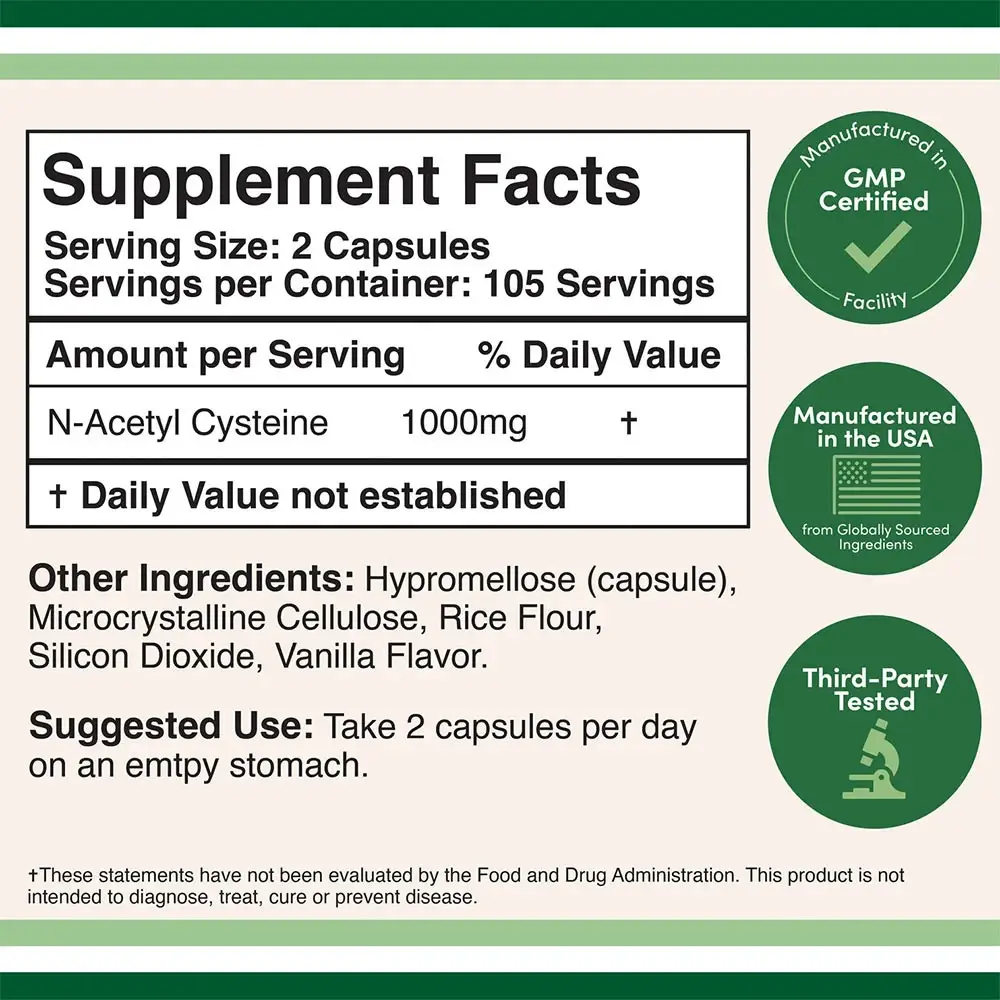 Double Wood Supplements N-Acetyl Cysteine (NAC) (210 kapszula) – Kép 2