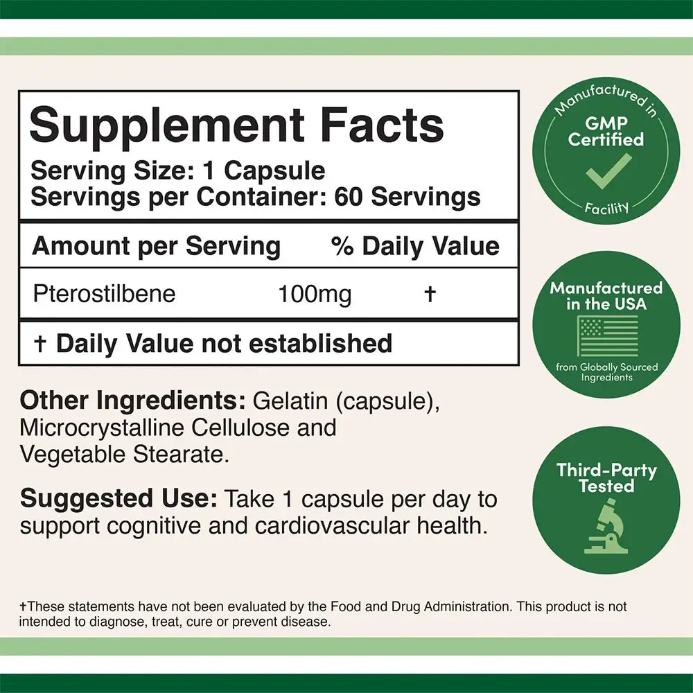 Double Wood Supplements Pterostilbene (60 kapszula) – Kép 2