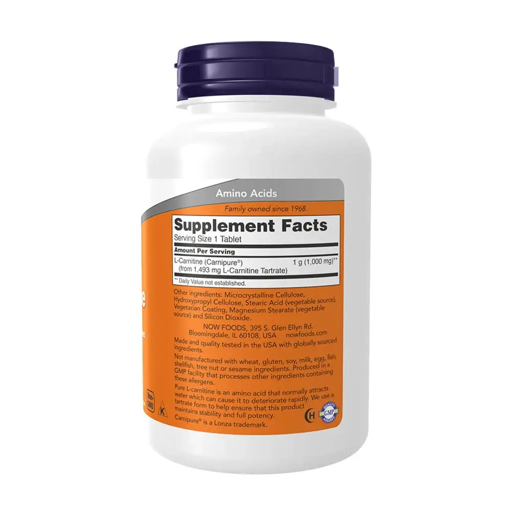 NOW L-Carnitine 1000 mg - 100 Tabletta – Kép 2