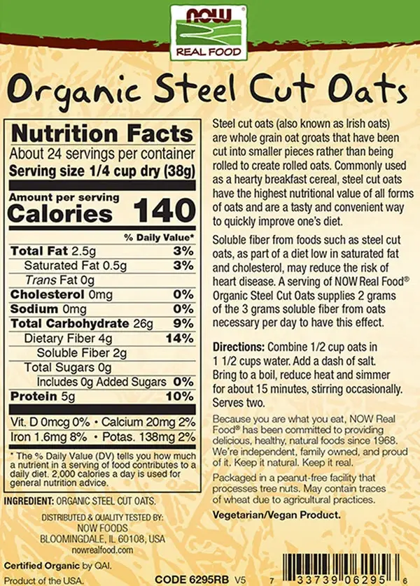 NOW Steel Cut Oats Organic (2 lbs) – Kép 2