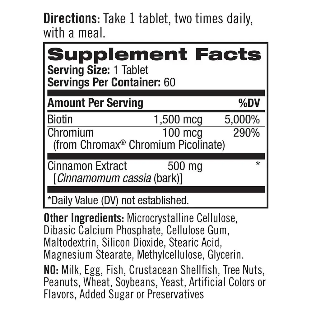 Natrol Cinnamon, Chromium & Biotin (60 tabletta) – Kép 5