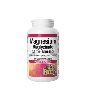 Natural Factors tiszta magnézium-bisglicinát 200 mg (250 kapszula) – Nuvalia