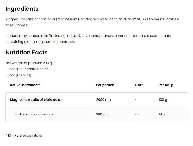 Ostrovit Magnesium Citrate – málna limonádé menta ízesítéssel (200 g) – Kép 2
