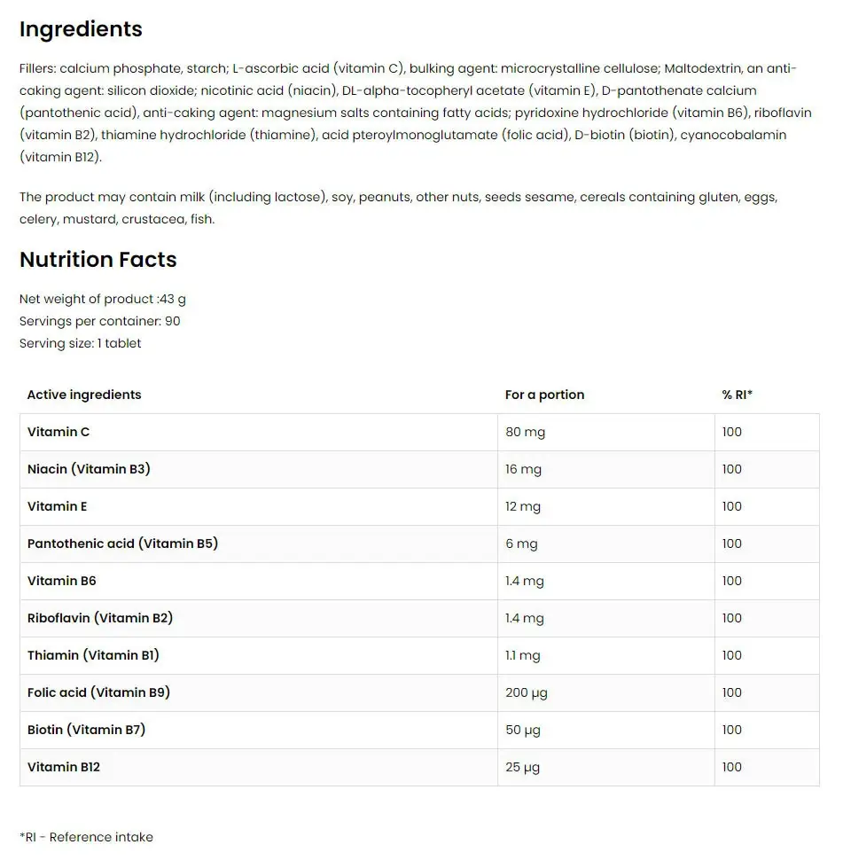 Ostrovit Vitamin B Complex – 90 Tabletta – Kép 2