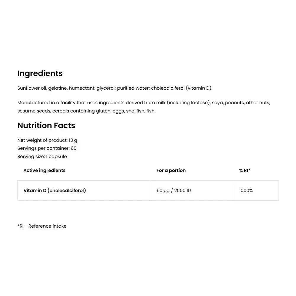 Ostrovit Vitamin D3 2000 IU (60 Softgels) – Kép 2