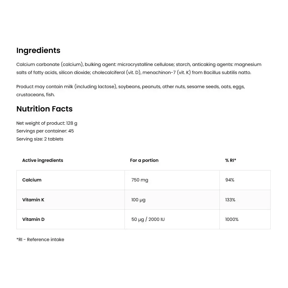 Ostrovit Vitamin D3 + K2 + Calcium (90 Tabletta) – Kép 2