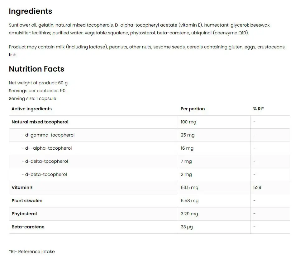 Ostrovit Vitamin E Natural Tocopherols Complex (90 kapszula) – Kép 2