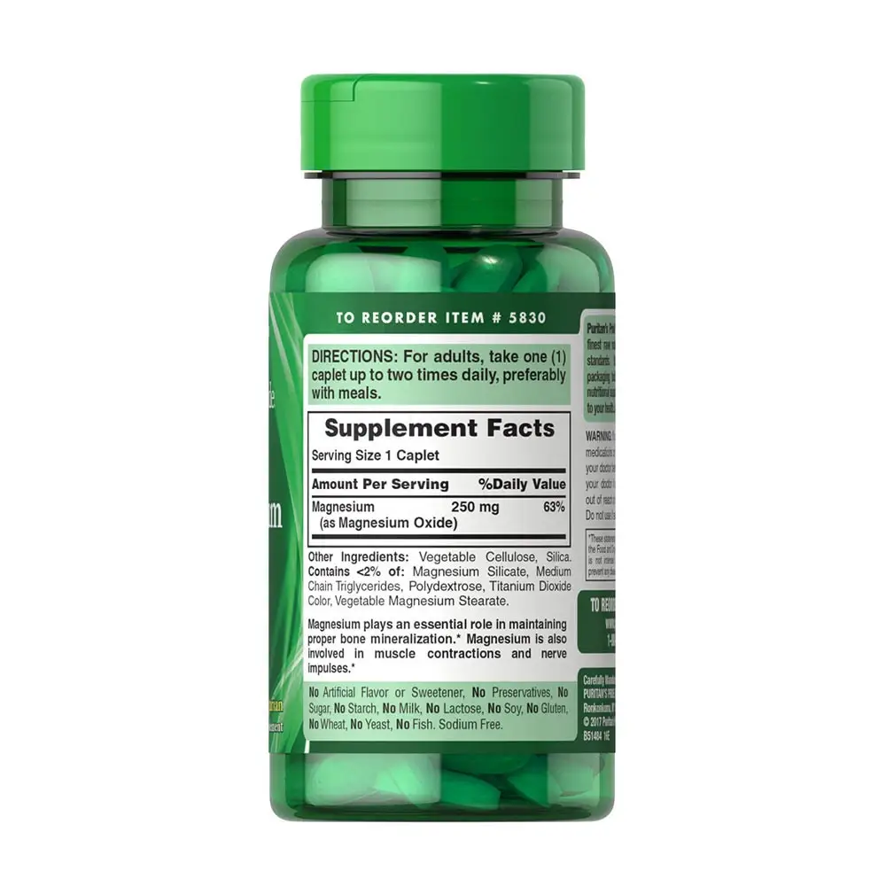 Puritan's Pride Magnézium 250 mg (100 Kapszula) – Kép 2
