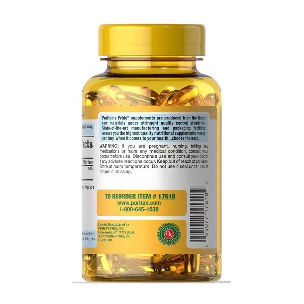 Puritan's Pride Vitamin D3 2000 IU (200 Softgels) – Kép 3