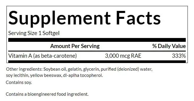 SWANSON Beta Carotene 10,000 IU - 100 Softgel – Kép 2