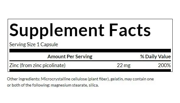 SWANSON Cynk (pikolinian) 22mg 60 kapszula – Kép 2