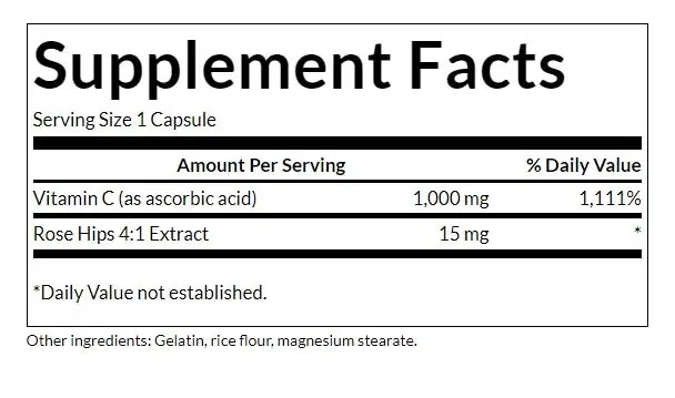 SWANSON C-vitamin 1000 + csipkebogyó 90 kapszula – Kép 3