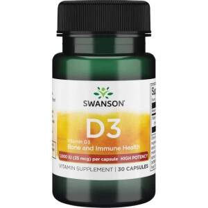 SWANSON D-3-vitamin 1000 IU, 30 kapszula – Nuvalia
