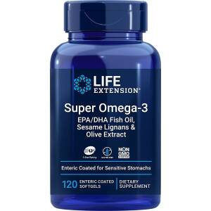 Super Omega-3 EPA/DHA with Sesame Lignans & Olive Extract - 120 enteric coated softgels - Nuvalia
