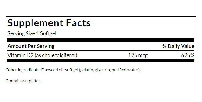 Swanson Vitamin D3 (250 Lágykapszula) – Kép 2