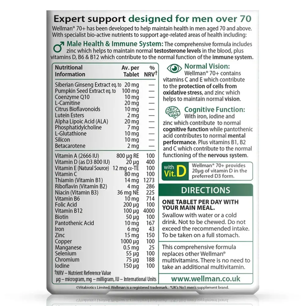 Vitabiotics Wellman 70+ (30 Tabletta) – Kép 2
